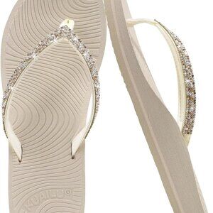 Women's Rhinestone Flip Flops Waterproof Orthotic Sandals Summer Beach Shoes